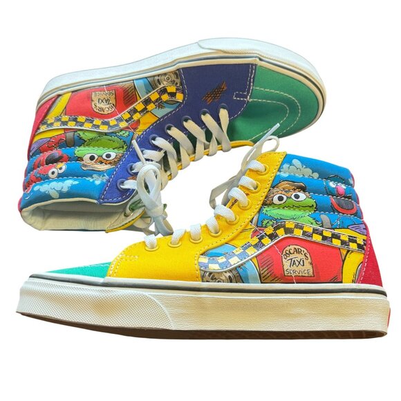 Vans X Sesame Street Sk8-Hi Shoes W 7.5 M 6 Oscar The Grouch Elmo Big Bird Grove - Picture 4 of 7